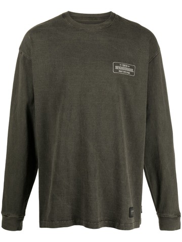 Neighborhood - printed faded-effect cotton sweatshirt - men - Cotton - M - Green