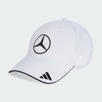 【ADIDAS】MER DR CAP 休閒帽 男女款 運動帽 棒球帽 賓士 白色-JW6270