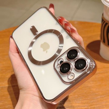 適用蘋果14promax磁吸手機殼新款magsafe男女iPhone14pro透明套13自帶鏡頭膜防塵plus高級感ip爆款por超薄pm