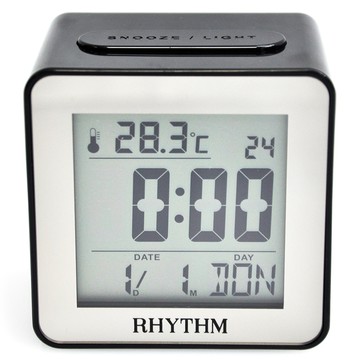 RHYTHM 日本鐘-時尚液晶電子鬧鐘/日期顯示/LED夜燈/貪睡