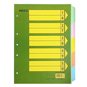 TON CHUNG 同春 NO.169 A4五段格頁紙/分段隔頁紙 5色 25張入 紙質