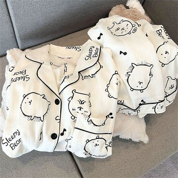 DUYI~夢詩 睡衣女日系卡通自嘲熊夏季新款短袖短褲ins學生薄款家居服兩件套