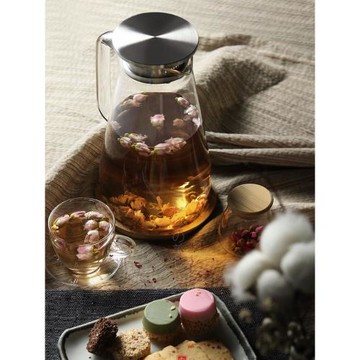 九土冷水壺玻璃茶壺加厚涼水壺家用耐高大容量玻璃壺果汁花茶壺