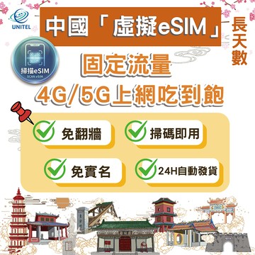 【優一電訊】中國 eSIM 上網卡 網卡 11~30天 高速上網 每日流量 總流量 掃碼即用 北京 上海 廣州 熱點分享