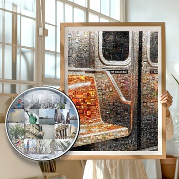 一張捕捉紐約市地鐵車廂細節的簡約照片