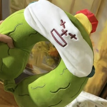 小店上新🥭新款苦瓜大王u型頭枕記憶棉小甜甜午睡飛機旅行睡覺毛絨情侶枕頭OD