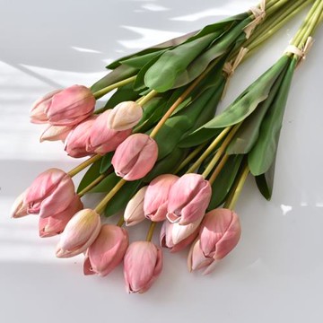 仿真花束手感保濕郁金香高檔插花客廳蛋糕裝飾假花擺設干花粉色