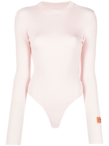 Heron Preston - ribbed long-sleeve bodysuit - women - Viscose/Polyester - XS - Pink