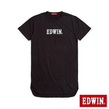 EDWIN 女款 人氣復刻款 經典LOGO長版短袖T恤(黑色)
