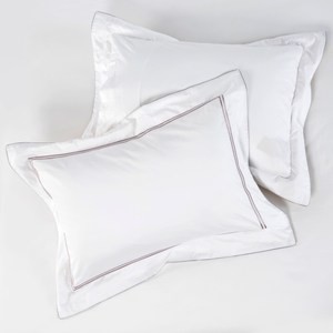 克萊歐刺繡500織埃及棉歐式枕套2入 晨白