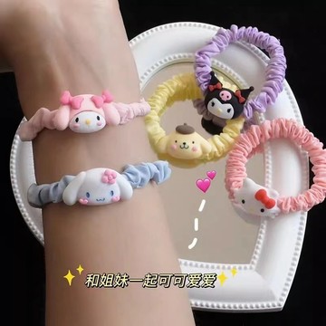 臺灣-出貨💖卡通兒童大腸圈 紮頭髮新款皮筋 小女孩卡通髮飾 閨蜜情侶髮 髮圈 發繩 頭繩 飾手鍊兩用小皮筋 高級感簡約大