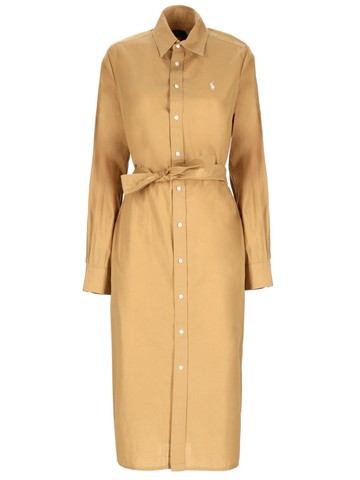 polo ralph lauren cotton and linen midi dress