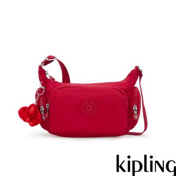 『牛角包』Kipling 寶石紅輕巧多袋側背包-GABBETTE S