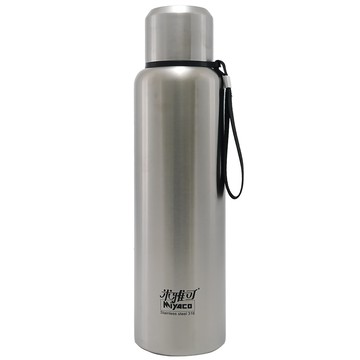 米雅可Koruto 316不鏽鋼真空全鋼保溫瓶-附背帶-1.6L-霧面不鏽鋼色-2入