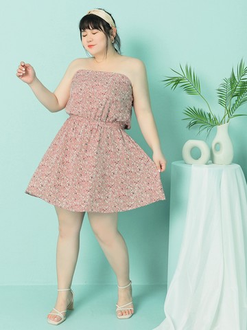 平口彈性縮腰碎花洋裝．褲型內裡