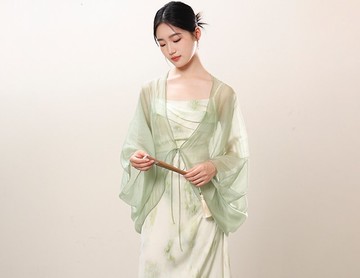 新中式 禪意日常通勤氣質外披防曬吊帶洋裝