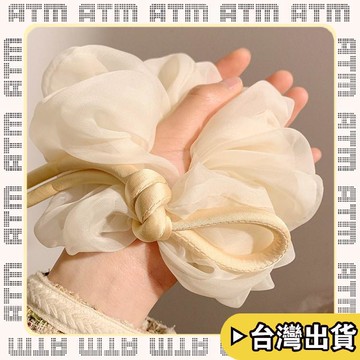 🔥臺灣出貨🔥可開發票✅輕飾時光韓系公主風白色蕾絲網紗大腸髮圈女高級感超大號髮飾發繩春季新款