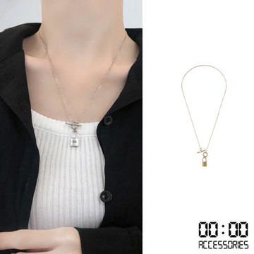 【00:00】韓國設計個性街拍OT釦鎖頭造型項鍊 (2色任選)