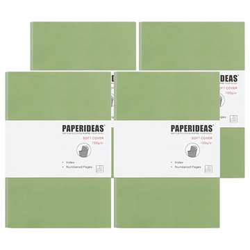 PAPERIDEAS 軟皮筆記本 A5 188頁  點陣牛油果綠色  4本