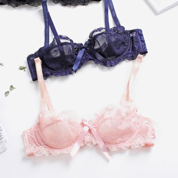 新品歐美大牌 性感內衣全蕾絲半透明超薄款文胸 女士文胸套裝 3色