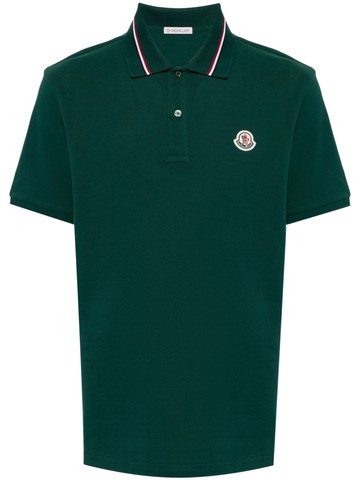 Moncler - logo-patch polo shirt - men - Cotton - XXL - Green