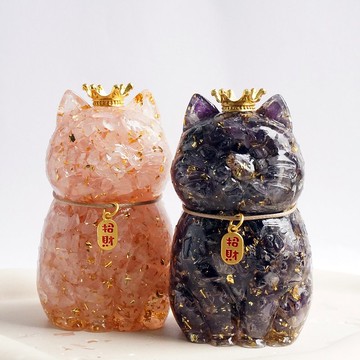 【Hourrae荷萊】開運招財貓 水晶擺件