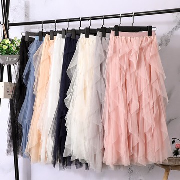 紗裙女半身裙不規則網紅蛋糕裙長款網紗裙子超仙百葉裙多層次