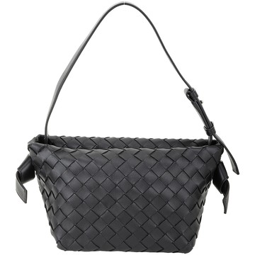 BOTTEGA VENETA Tie 小羊皮編織扭結飾單肩腋下包(黑色)