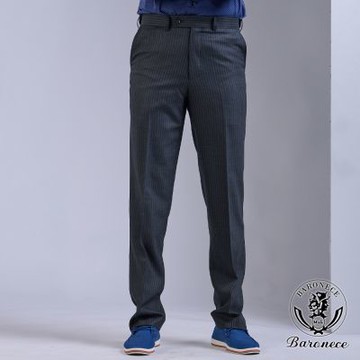 BARONECE 日系寬條羊毛平面西褲_灰(617105-04)