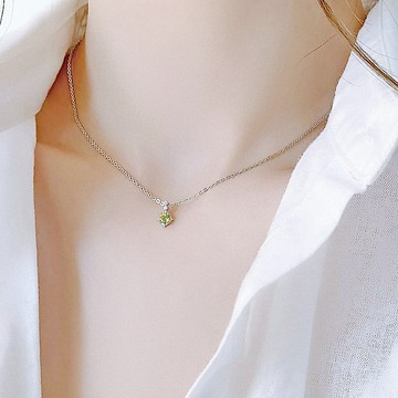 四色-海藍寶-橄欖石-黃水晶-紫水晶純銀項鍊-誕生石