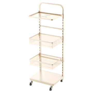 TrueLife 盒理收納 可調式掛籃推車 奶油白 31.5*35.5*104.2cm 鐵製  4層