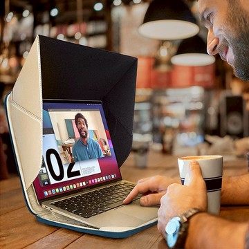 COZI - 14吋 防窺 遮陽 擋光 耐衝擊 支架電腦包 筆電包-通用13 & 14吋M1~M5 MacBook & 13~14吋 各型輕薄筆電 迷霧灰