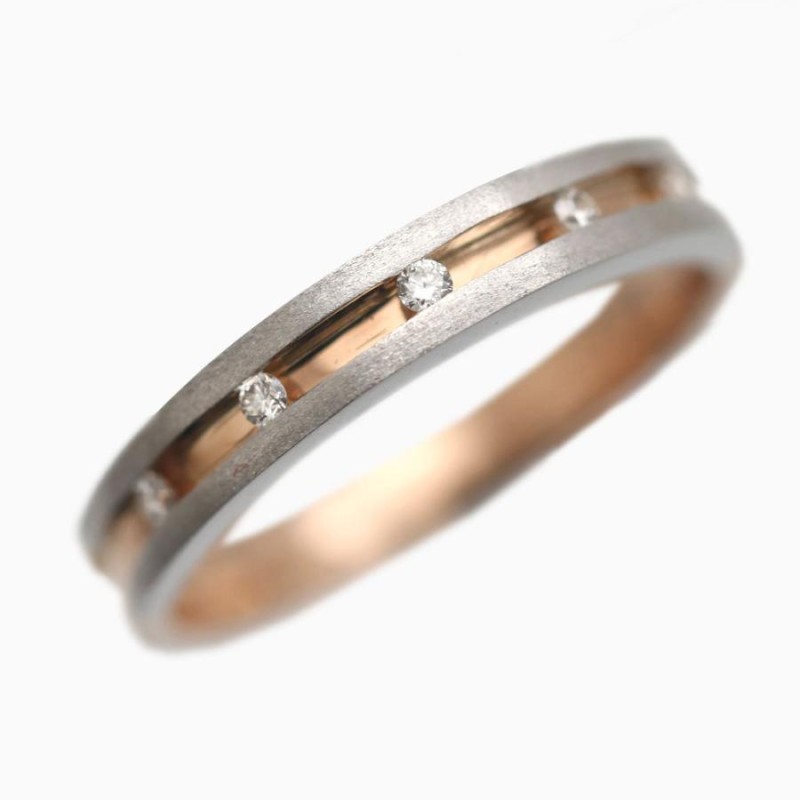 結婚指輪 マリッジリング レディースリング ピンクゴールド プラチナ K18PG PT900 コンビ ダイヤ 0.05ct レール留め 指輪 |  LINEブランドカタログ