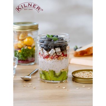隔夜燕麥杯英國Kilner食品級帶蓋刻度沙拉酸奶杯子便攜外帶早餐杯