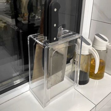 鍋蓋刀具砧板置物架 透明亞克力刀架家用臺面刀具收納架廚房專用刀架置物架壁掛刀架
