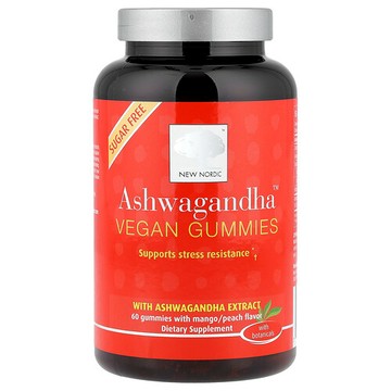 New Nordic, Ashwagandha™ 全素軟糖，芒果/蜜桃味，60 粒