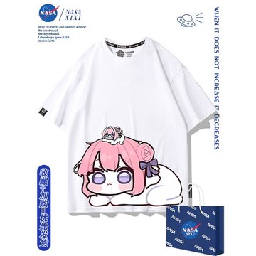 NASA doro桃樂絲短袖t恤男粉色頭發狗勝利女神動漫周邊衣服夏體恤