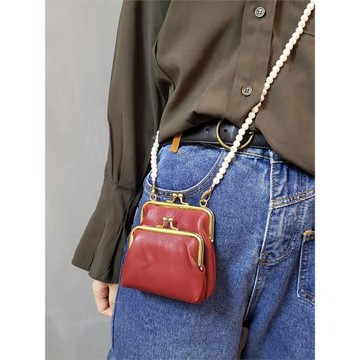 2023流行小包包女新款時尚百搭珍珠鏈條小眾單肩斜挎錢夾迷你可愛