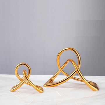 廠家直銷現代輕奢幾何樹脂工藝品擺件家居軟裝客廳雙環鈦金擺設品