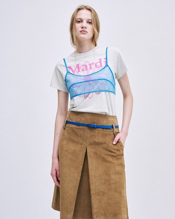 MARDI MERCREDI 透膚短版背心 天空藍色 穿搭 層次 細肩帶 SHEER LAYERED BUSTIER