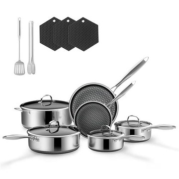 現貨跨境316不銹鋼三層鋼煎鍋電磁爐燃氣通用牛排平底煎鍋