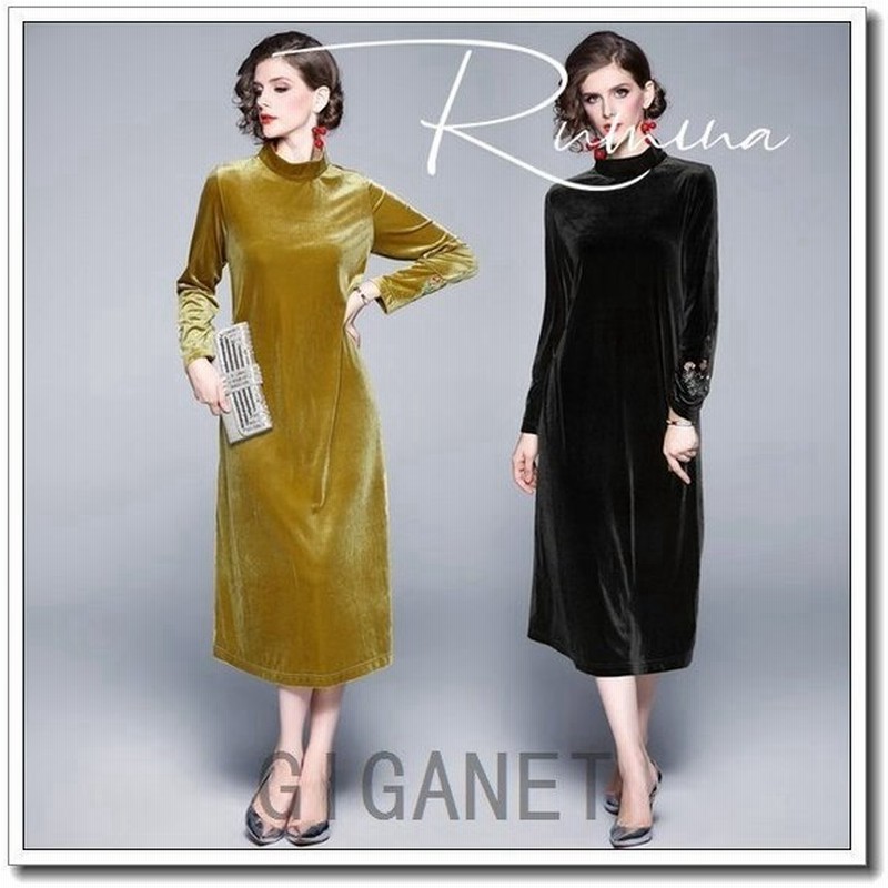 ワンピース秋冬レディースベルベットワンピース発表会演奏会披露宴イブニングドレススエレガンスお呼ばれ結婚式フォーマルドレス30代40代 通販 Lineポイント最大get Lineショッピング