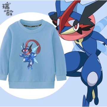 甲賀忍蛙精靈寶可夢六代神奇寶貝圓領衛衣男女兒童裝學生長袖衣服