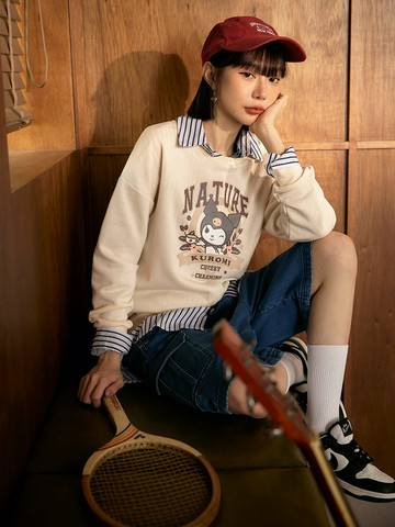 酷洛米．喝咖啡字母印花大學TEE