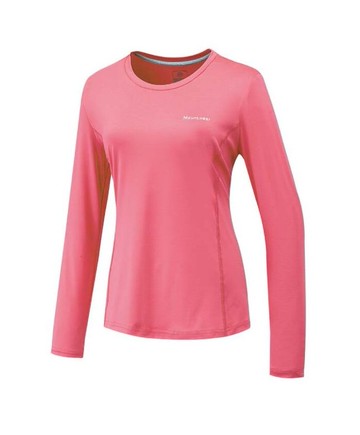 【【蘋果戶外】】山林 41P42 32 深粉紅 女 膠原蛋白長袖排汗衣 抗UV 長袖上衣 圓領 吸濕消臭抗靜電快乾 春夏 Mountneer