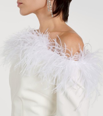 Safiyaa Bridal Starlana feather-trimmed crêpe gown