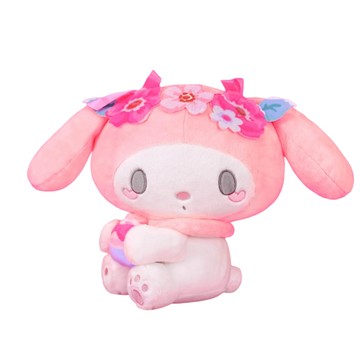 KHTOY 三麗鷗 玩偶 可愛化妝造型 柔軟舒適 正版授權  12吋  美樂蒂 + 花朵  1入