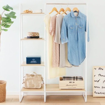 IRIS OHYAMA 愛麗思歐雅瑪 獨特木板風格分層收納吊掛衣架 PI-B3  白色  不適用