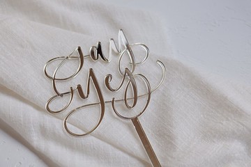 西洋書法 Say yes 求婚 蛋糕插牌