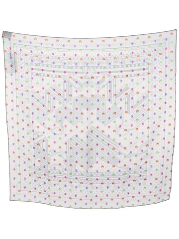 Hermès Pre-Owned - 2010s Sangles en Zigzag silk scarf - women - Silk - One Size - White